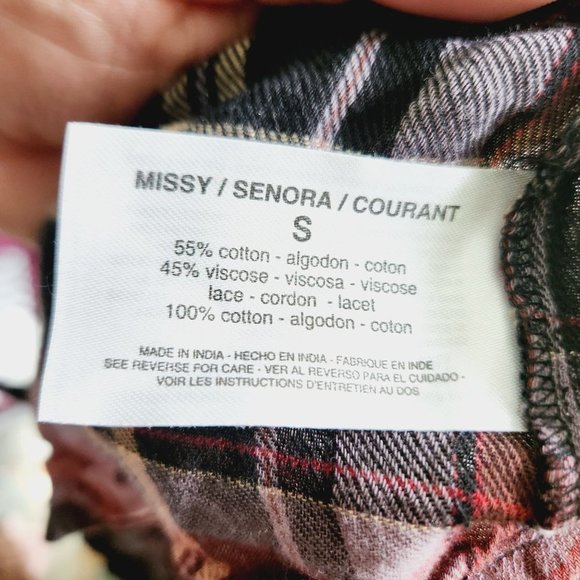 Vintage America Red Black Plaid Button Front Top Women's Small - Picture 4 of 5